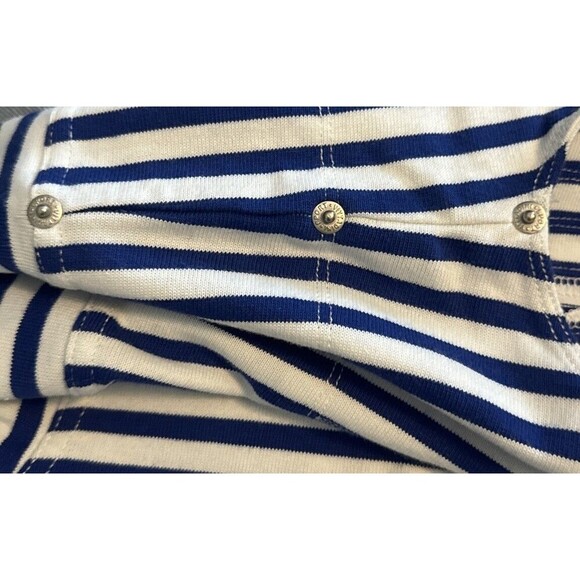 Vittadini Sport NAVY BLUE & WHITE Striped Short Sleeve Thick Cotton Shirt-S  NWT - Picture 5 of 7